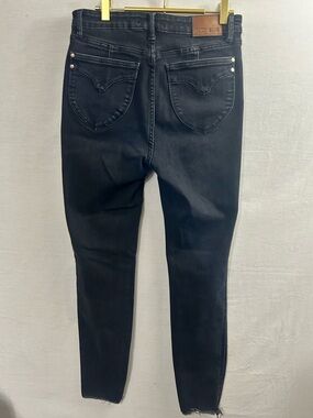 Judy Blue Jeans Women's Black Skinny Fit Raw Hem Frayed High Rise Dark Denim